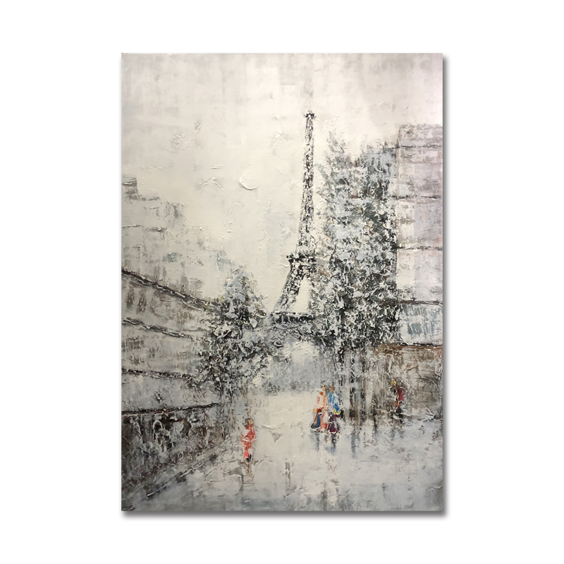 Neues Produkt Handgemalte Kunstarbeit Moderne Abstrakte Stil Wand Eiffel Landschaft Dekoration Ölgemälde
